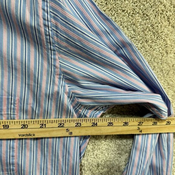 Tailorbyrd‎ Shirt Men's Large Blue Pink Striped Button Down Long Sleeve Cotton - Picture 8 of 13